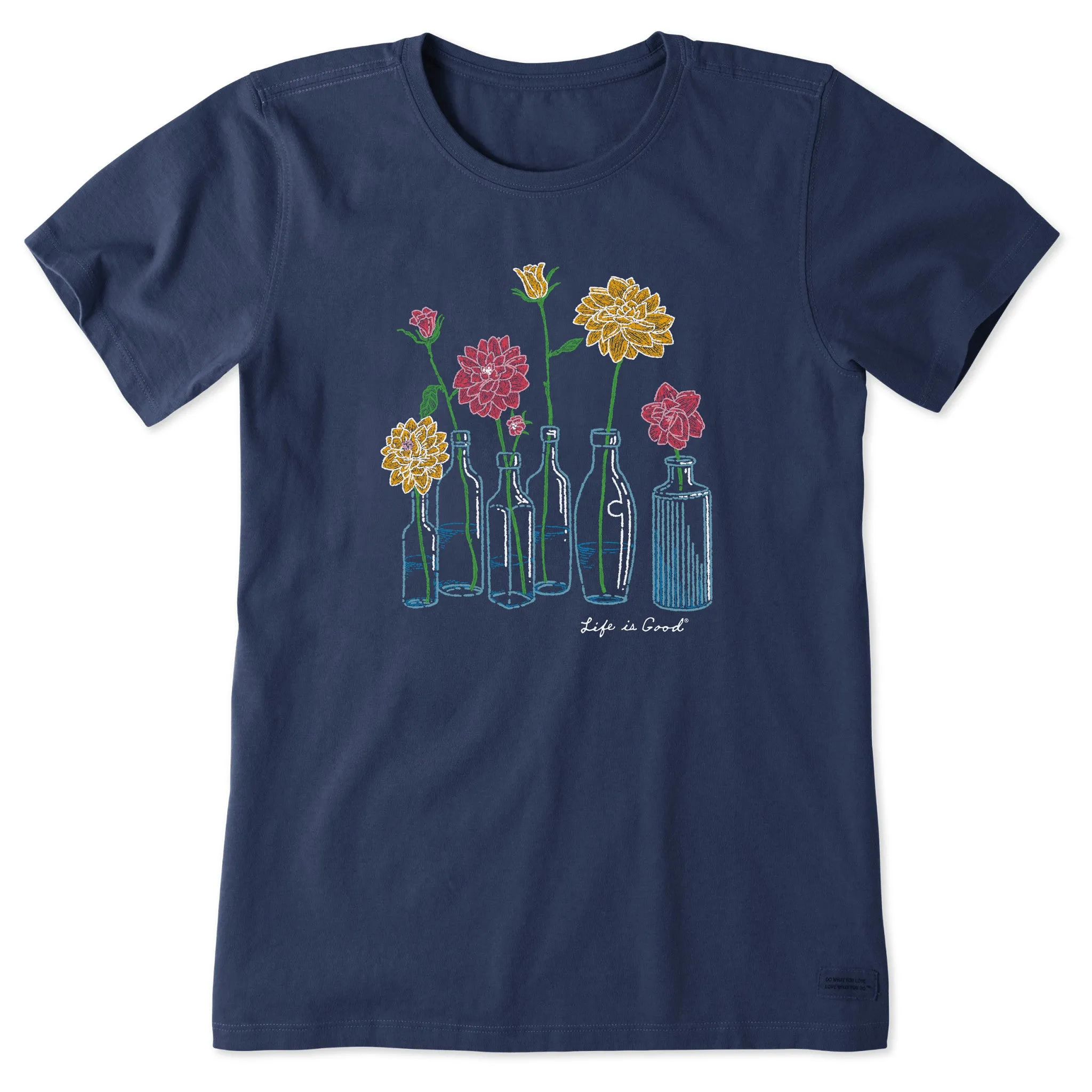 Women's Flower Vases Short Sleeve Tee Life is Good
