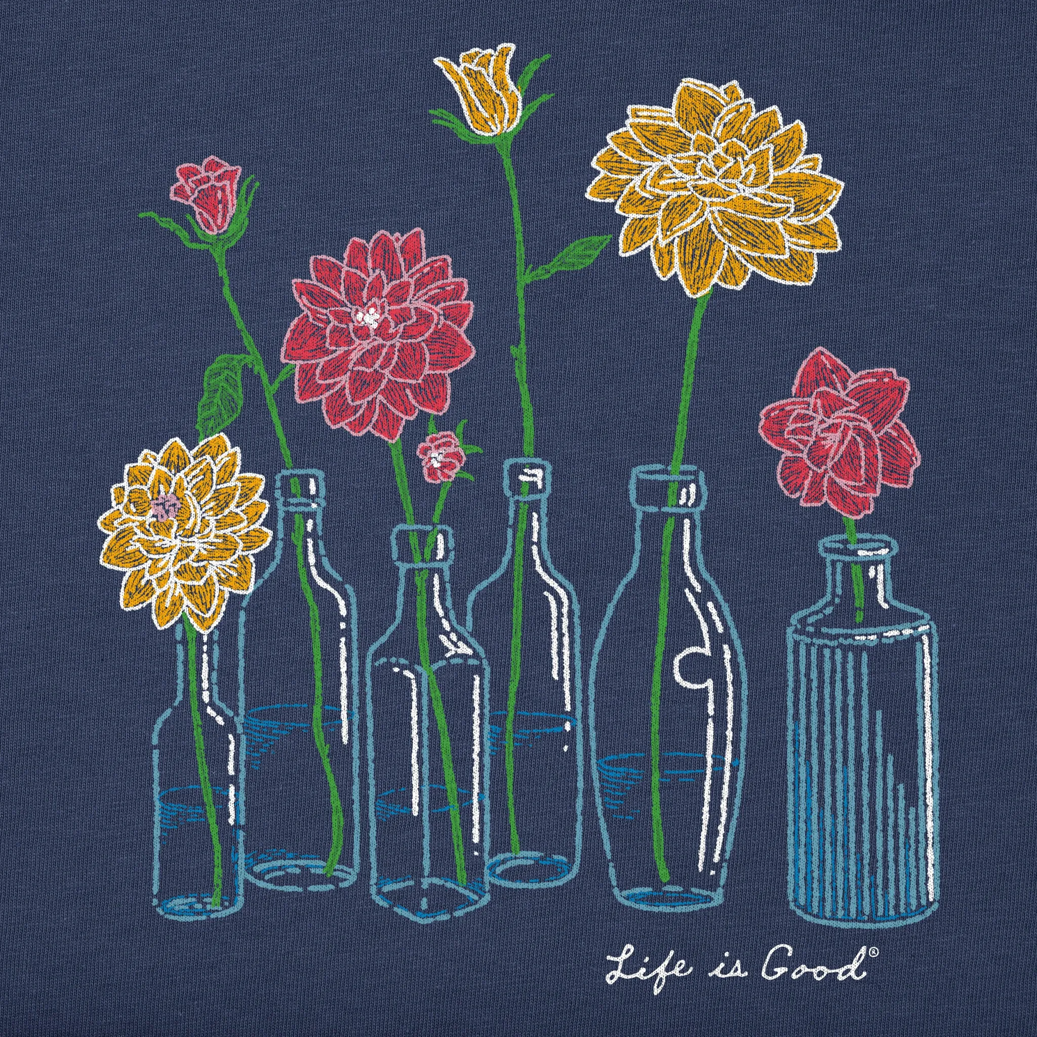 Women's Flower Vases Short Sleeve Tee Life is Good