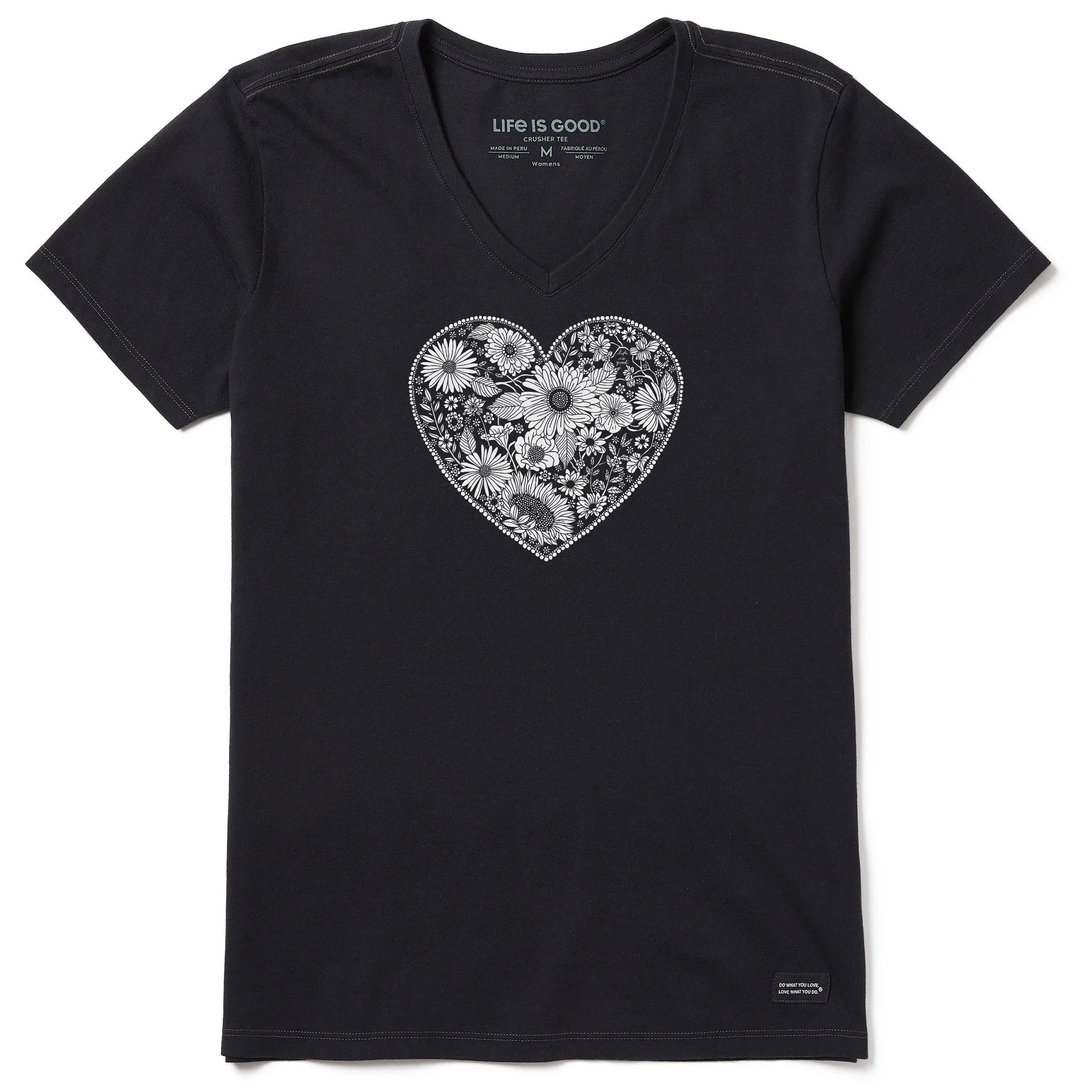 Women's Flowerful Love Short Sleeve Crusher Vee Life is Good