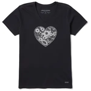 Women's Flowerful Love Short Sleeve Crusher Vee Life is Good