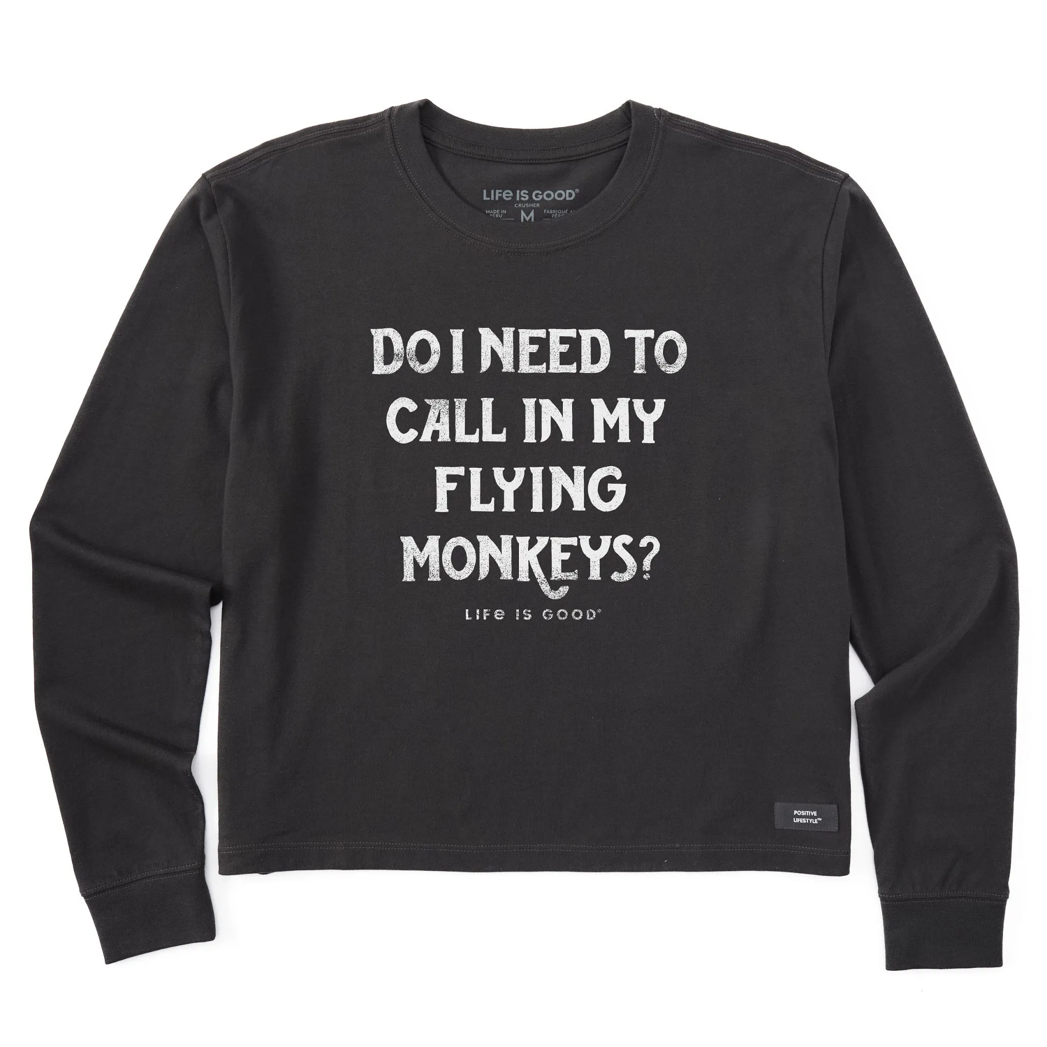 Women's FLYING MONKEY Long Sleeve Crusher Boxy Tee Life is Good
