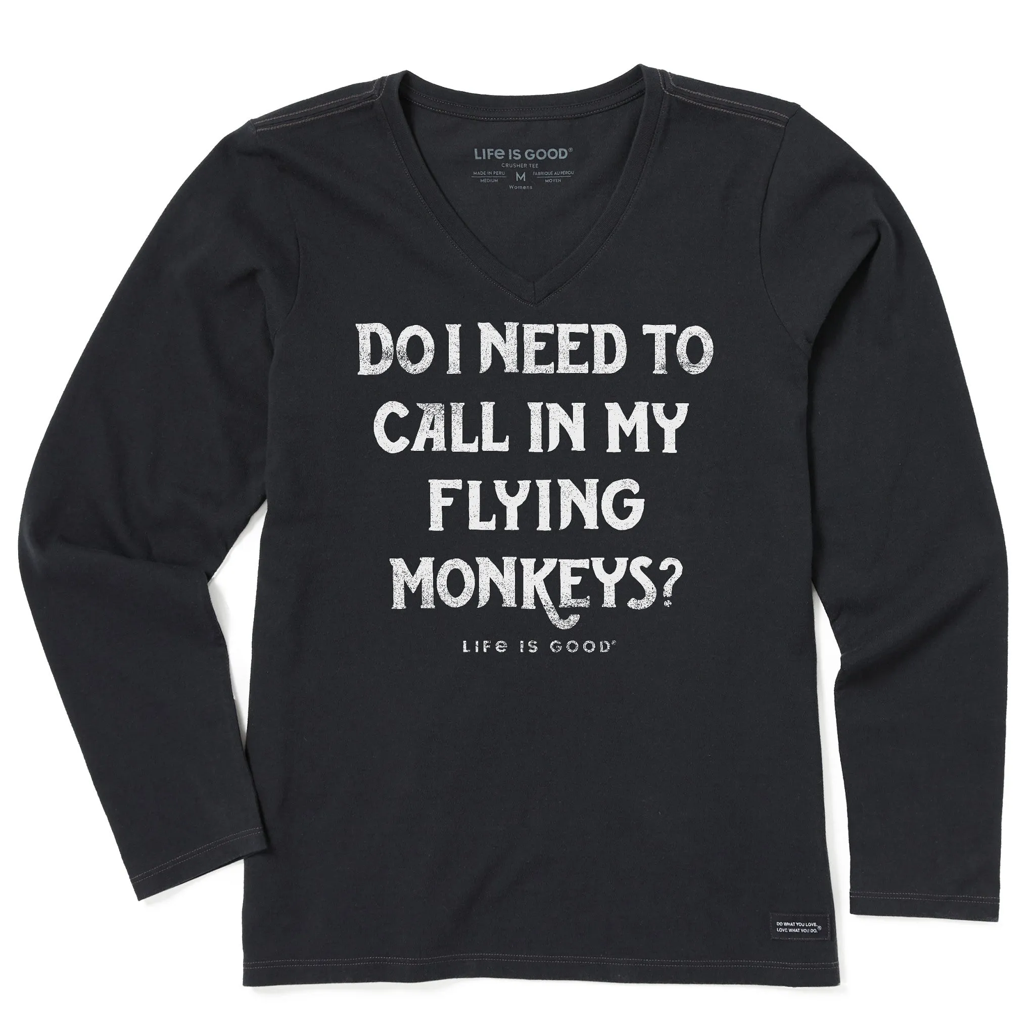 Women's FLYING MONKEY Long Sleeve Crusher Vee Life is Good