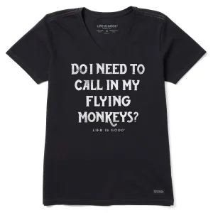 Women's FLYING MONKEY Short Sleeve Crusher Vee Life is Good
