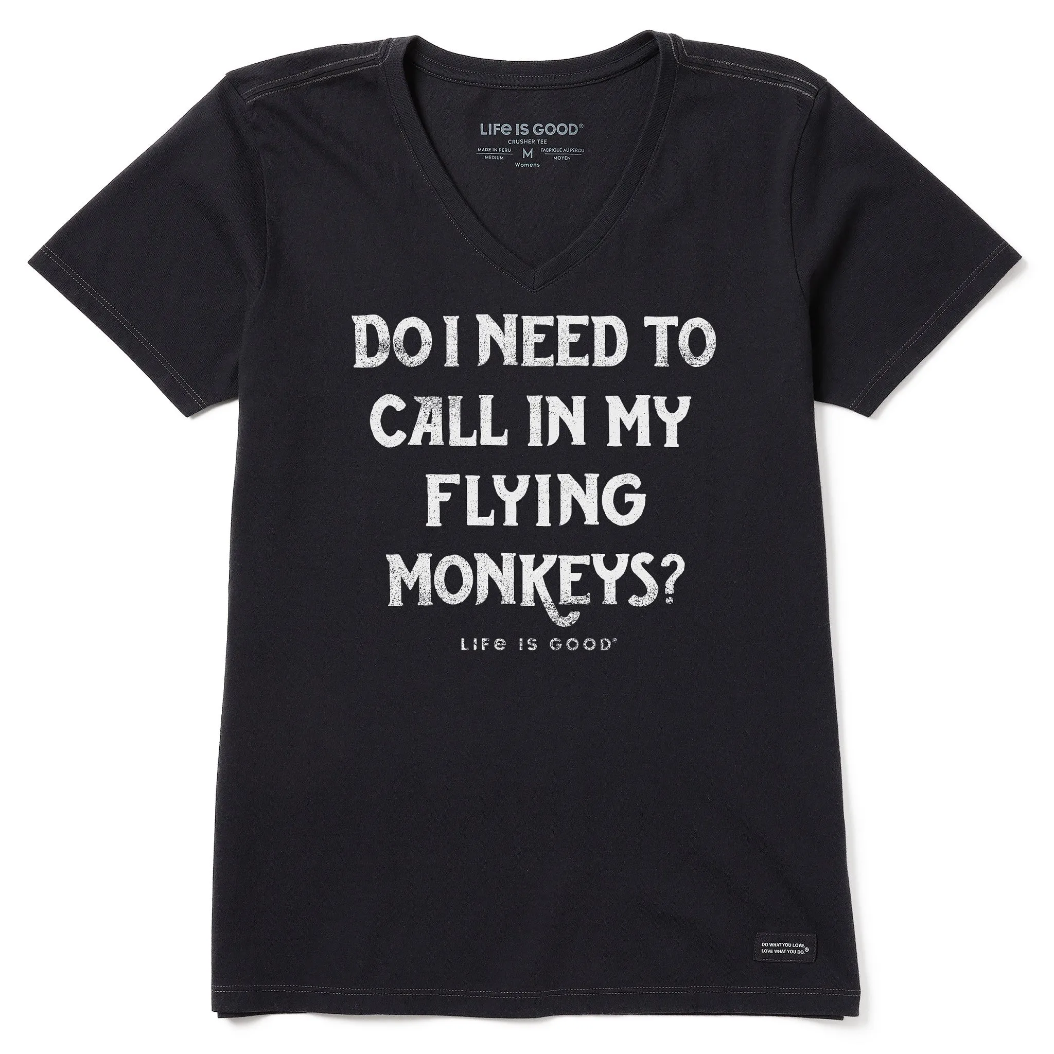 Women's FLYING MONKEY Short Sleeve Crusher Vee Life is Good