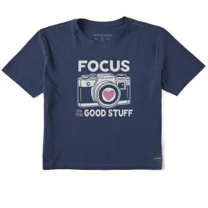 Women's Focus on the Good Stuff Camera Short Sleeve Crusher Boxy Tee Life is Good