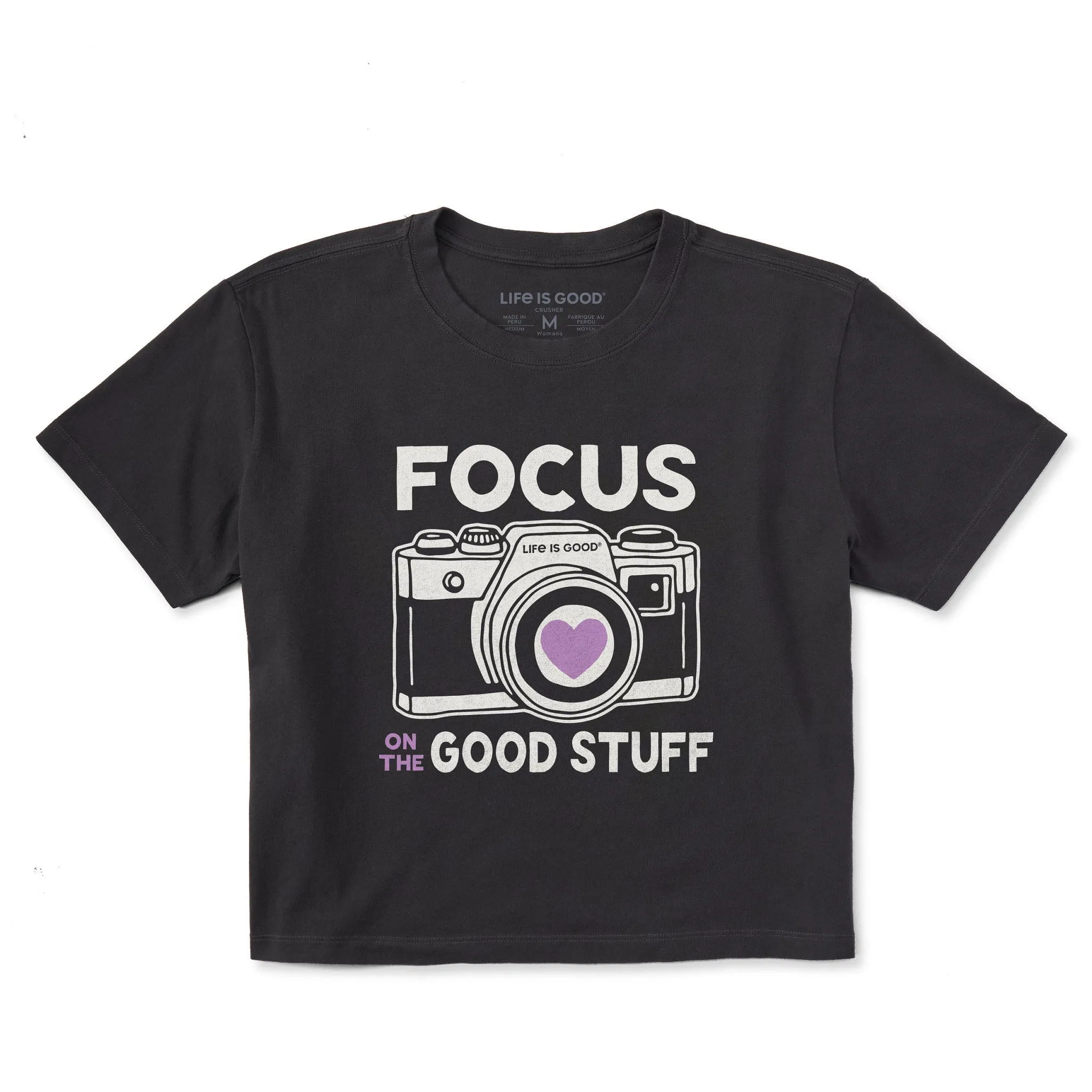 Women's Focus on the Good Stuff Camera Short Sleeve Crusher Boxy Tee Life is Good