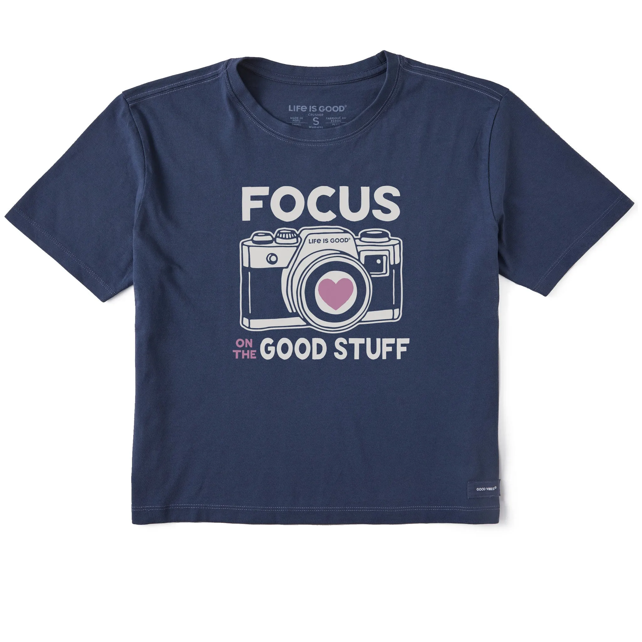 Women's Focus on the Good Stuff Camera Short Sleeve Crusher Boxy Tee Life is Good