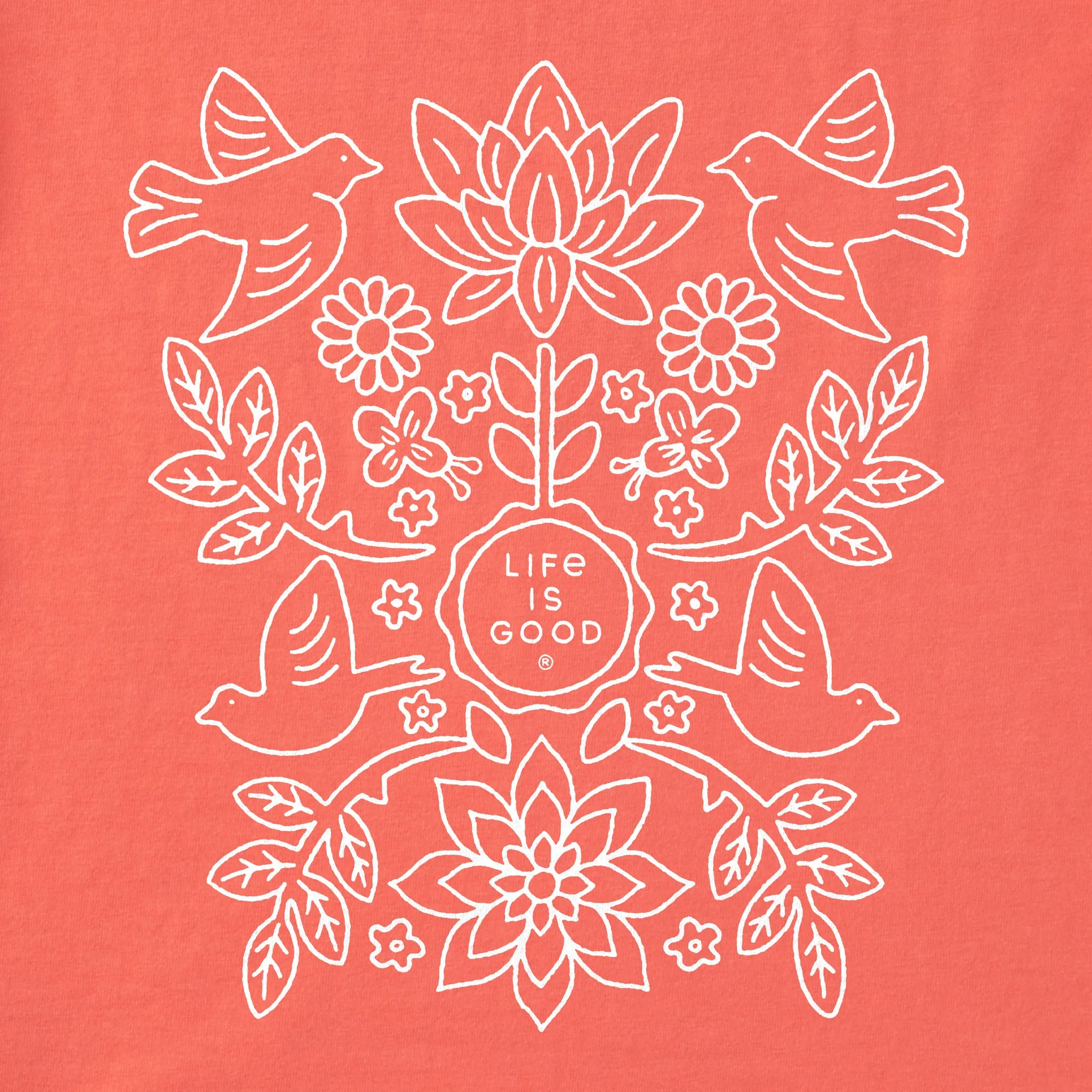 Women's Folk Art Garden Short Sleeve Crusher Tee Life is Good