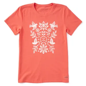 Women's Folk Art Garden Short Sleeve Tee Life is Good