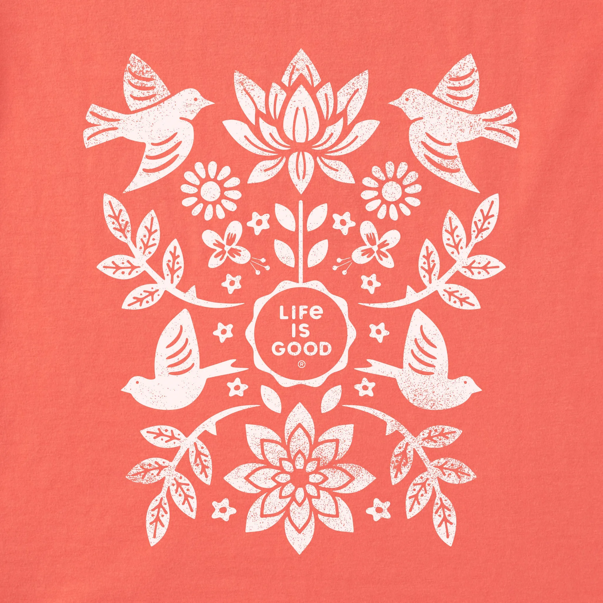 Women's Folk Art Garden Short Sleeve Tee Life is Good