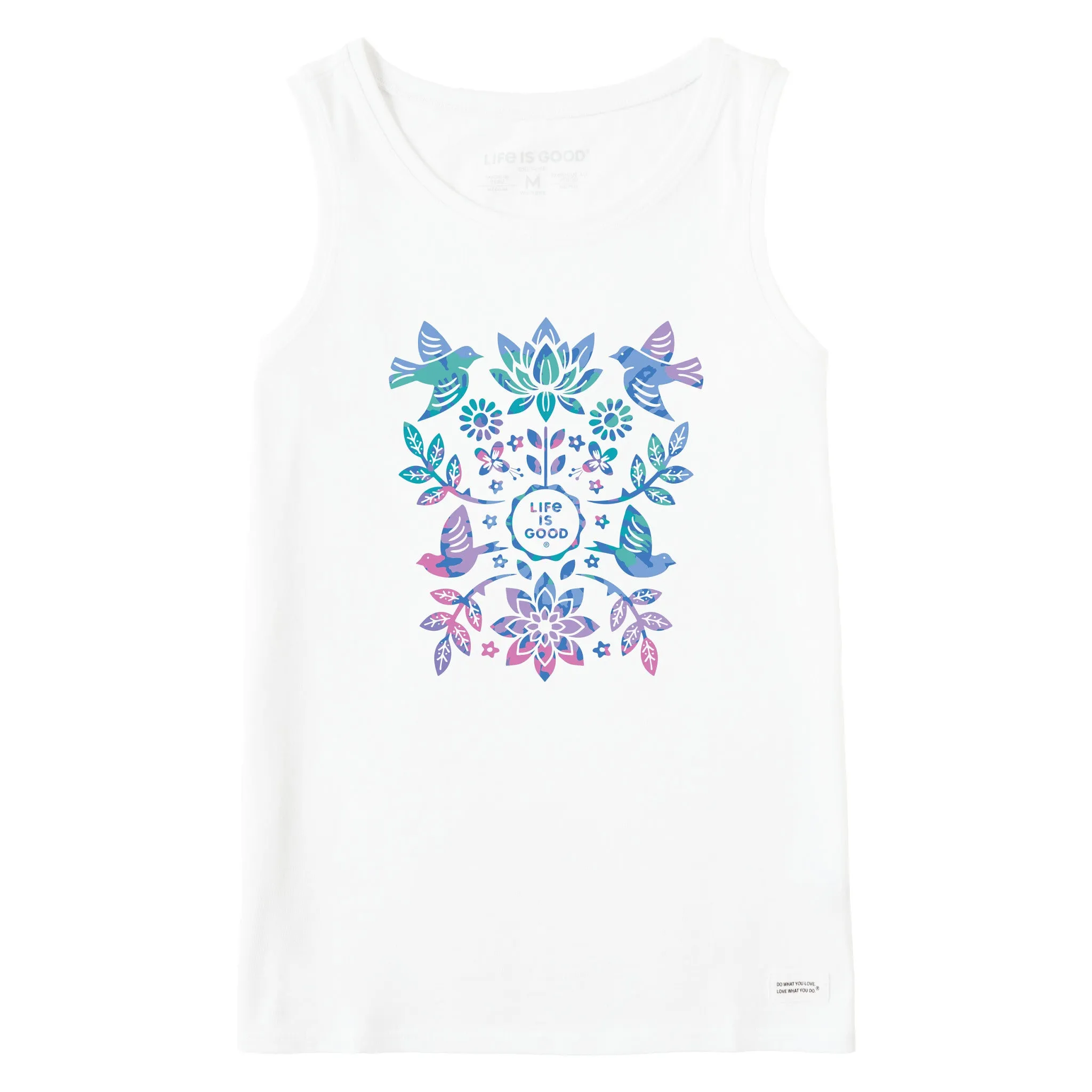 Women's Folk Art Garden Tie Dye Crusher Tank Life is Good
