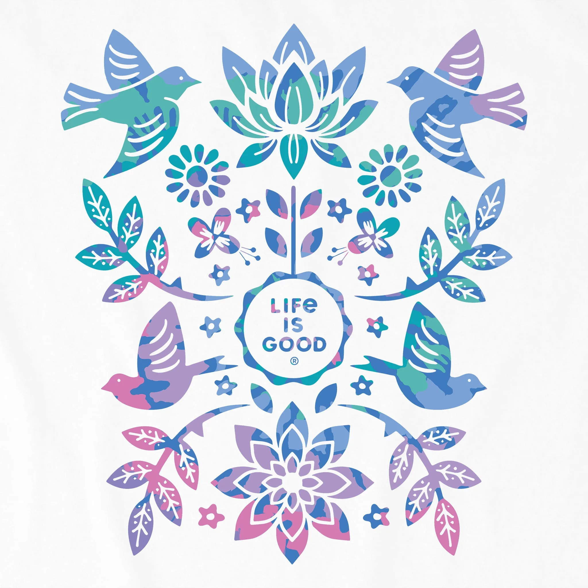 Women's Folk Art Garden Tie Dye Crusher Tank Life is Good