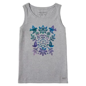 Women's Folk Art Garden Tie Dye Crusher Tank Life is Good