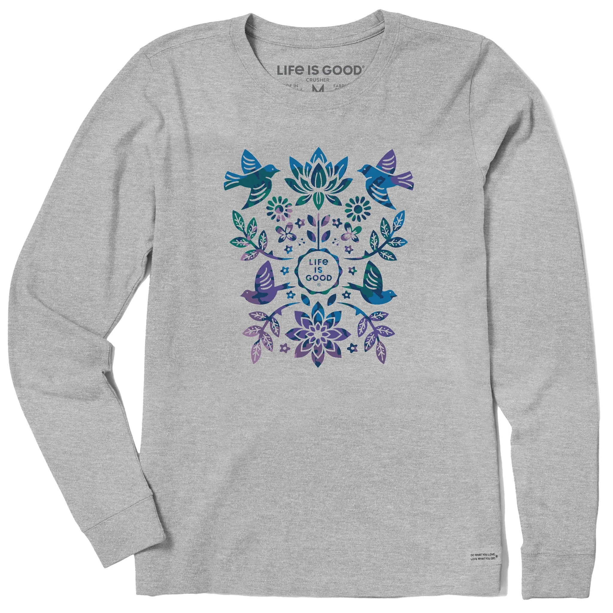 Women's Folk Art Garden Tie Dye Long Sleeve Crusher Tee Life is Good