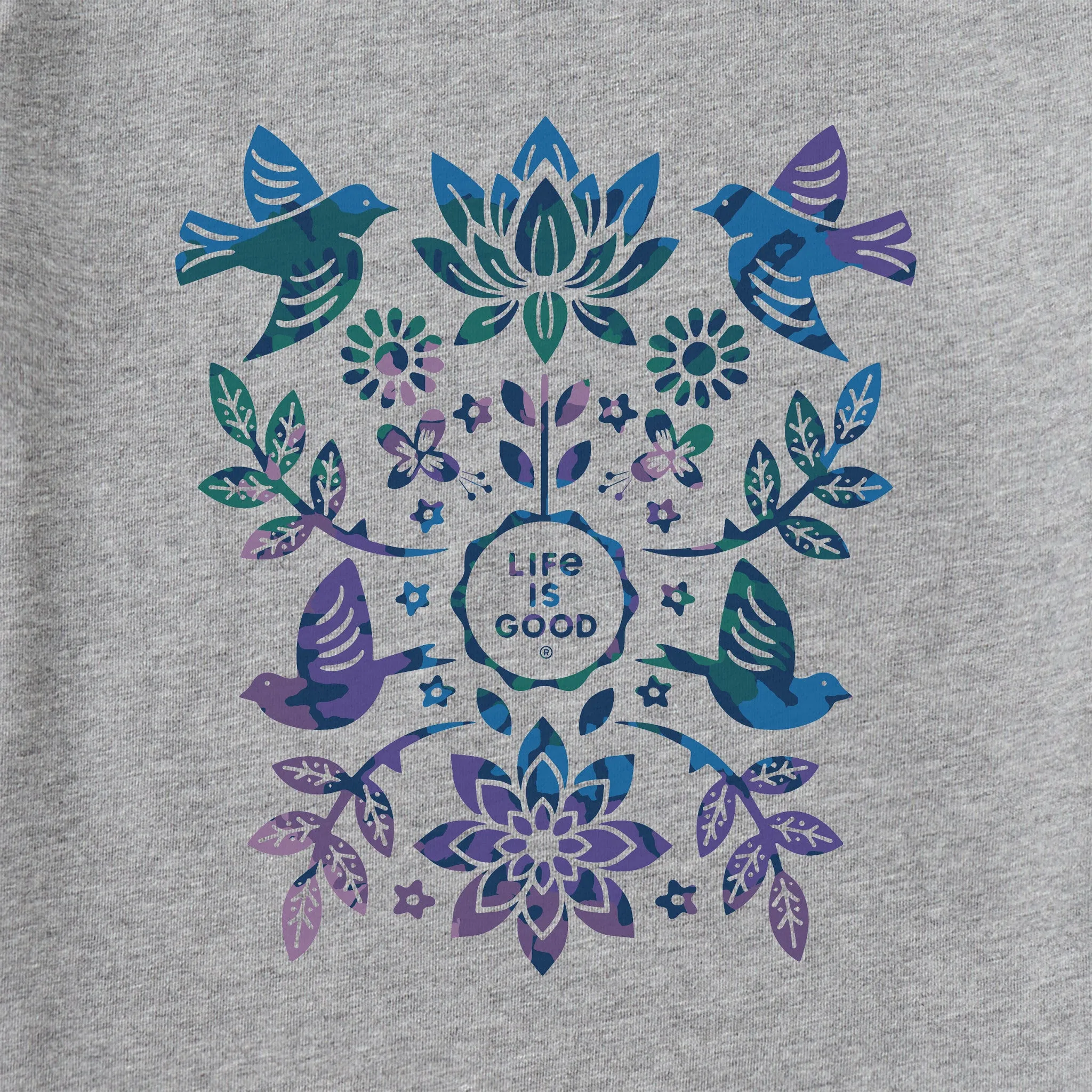 Women's Folk Art Garden Tie Dye Long Sleeve Crusher Tee Life is Good