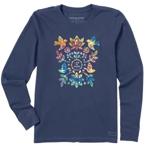 Women's Folk Art Garden Tie Dye Long Sleeve Crusher Tee Life is Good