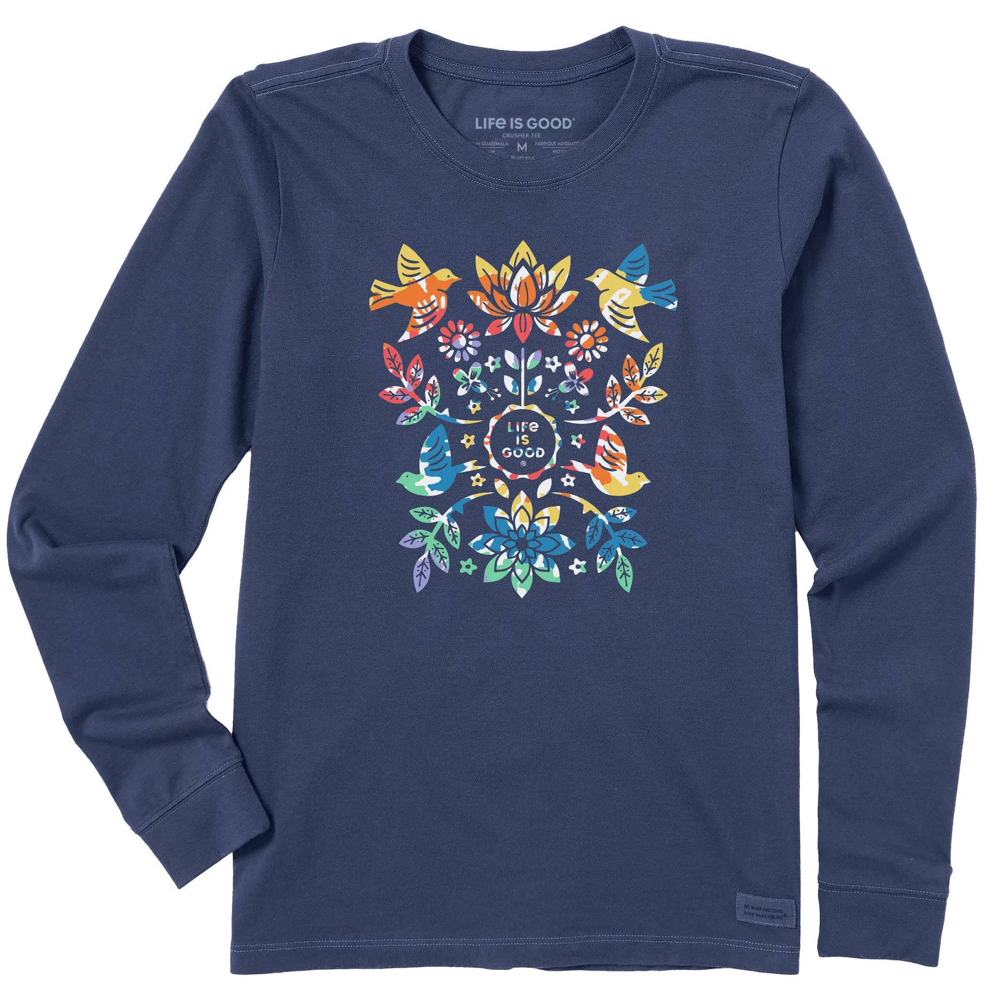Women's Folk Art Garden Tie Dye Long Sleeve Crusher Tee Life is Good