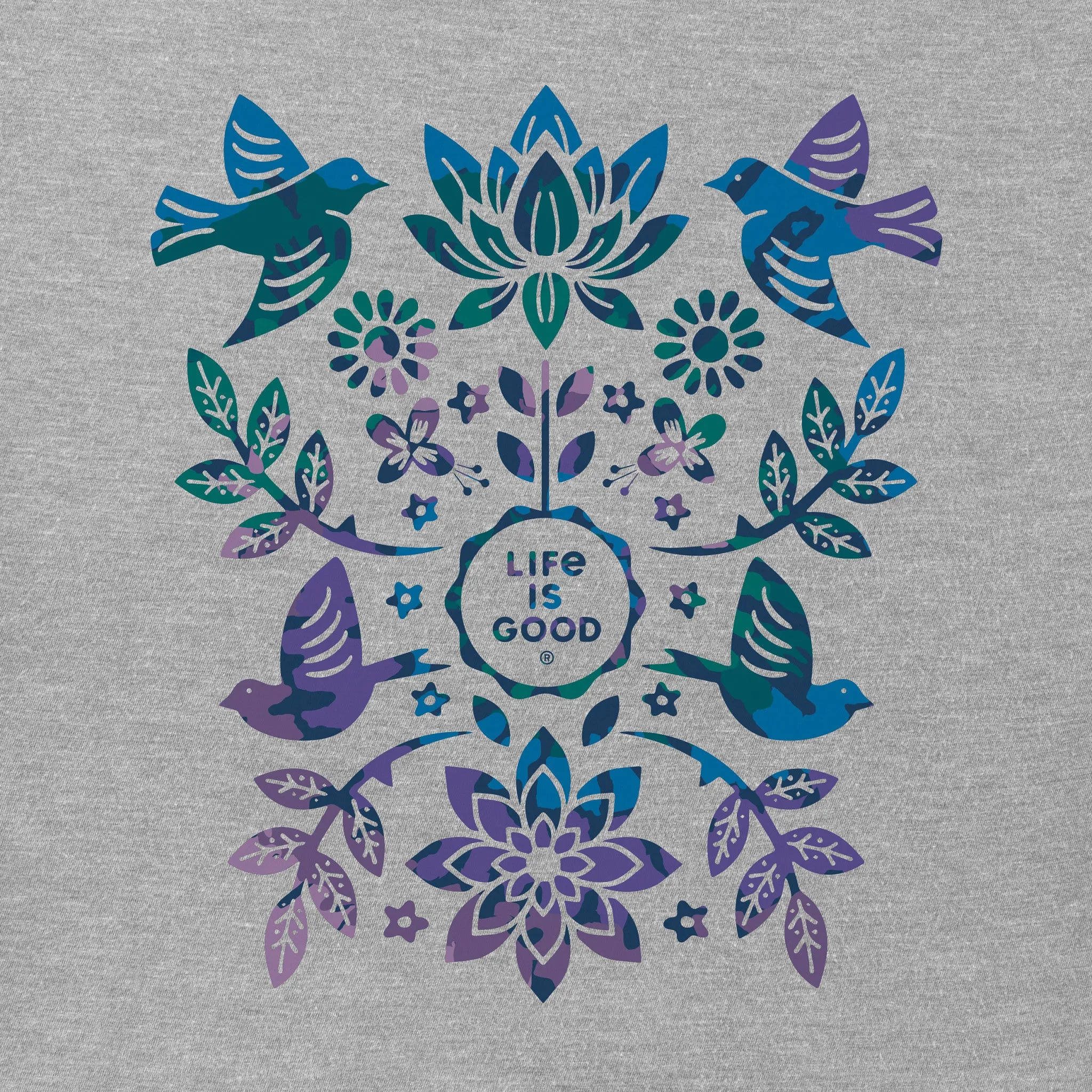 Women's Folk Art Garden Tie Dye Short Sleeve Tee Life is Good