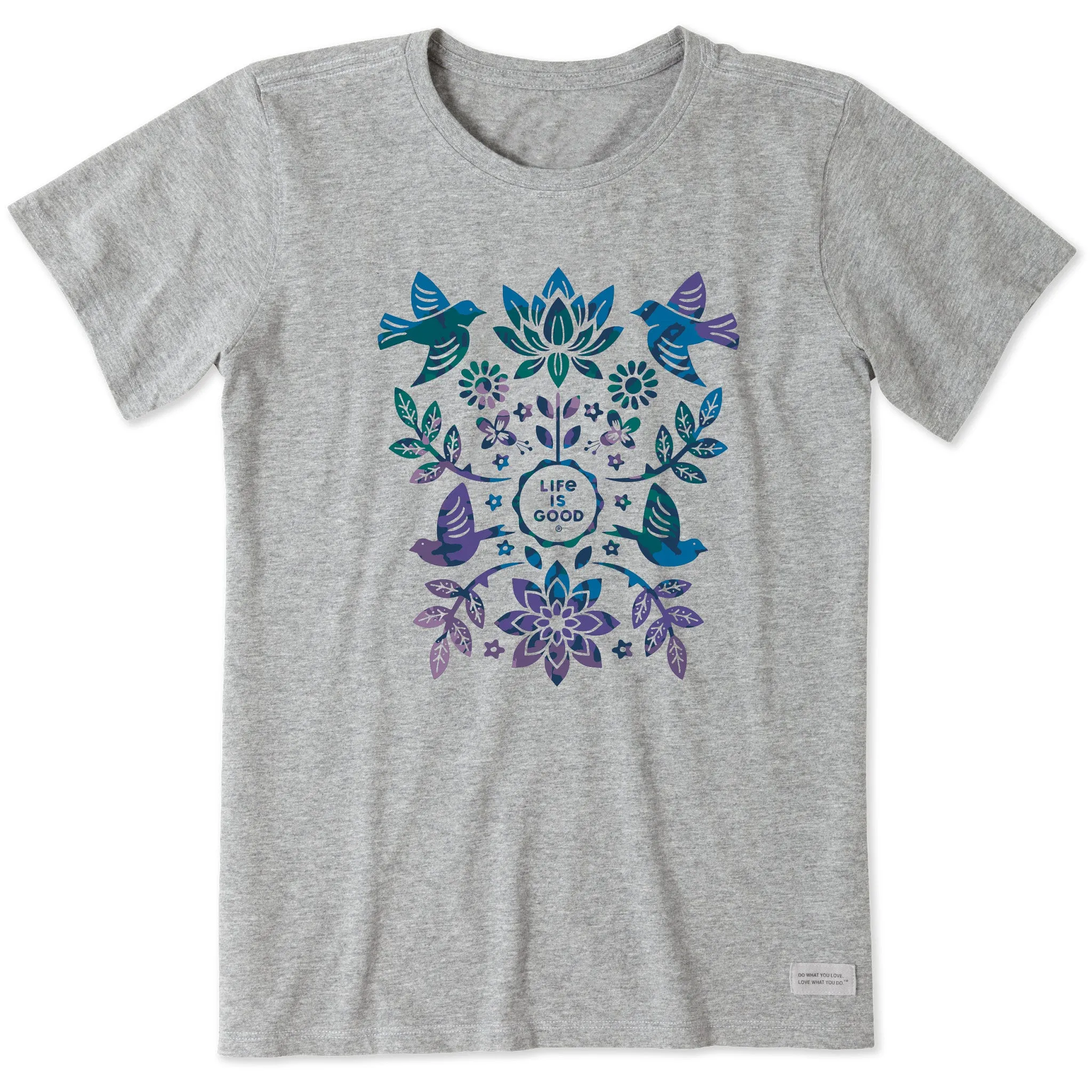 Women's Folk Art Garden Tie Dye Short Sleeve Tee Life is Good