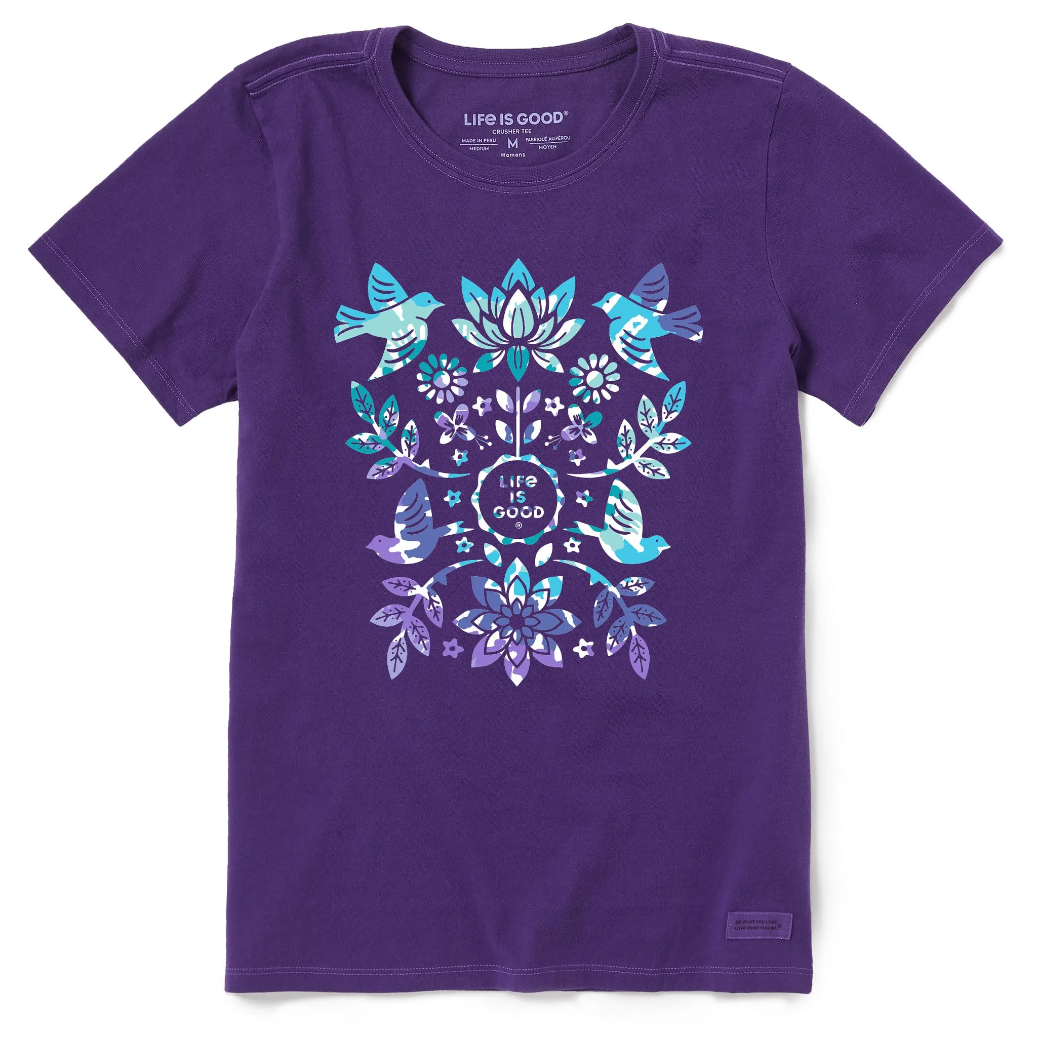 Women's Folk Art Garden Tie Dye Short Sleeve Tee Life is Good