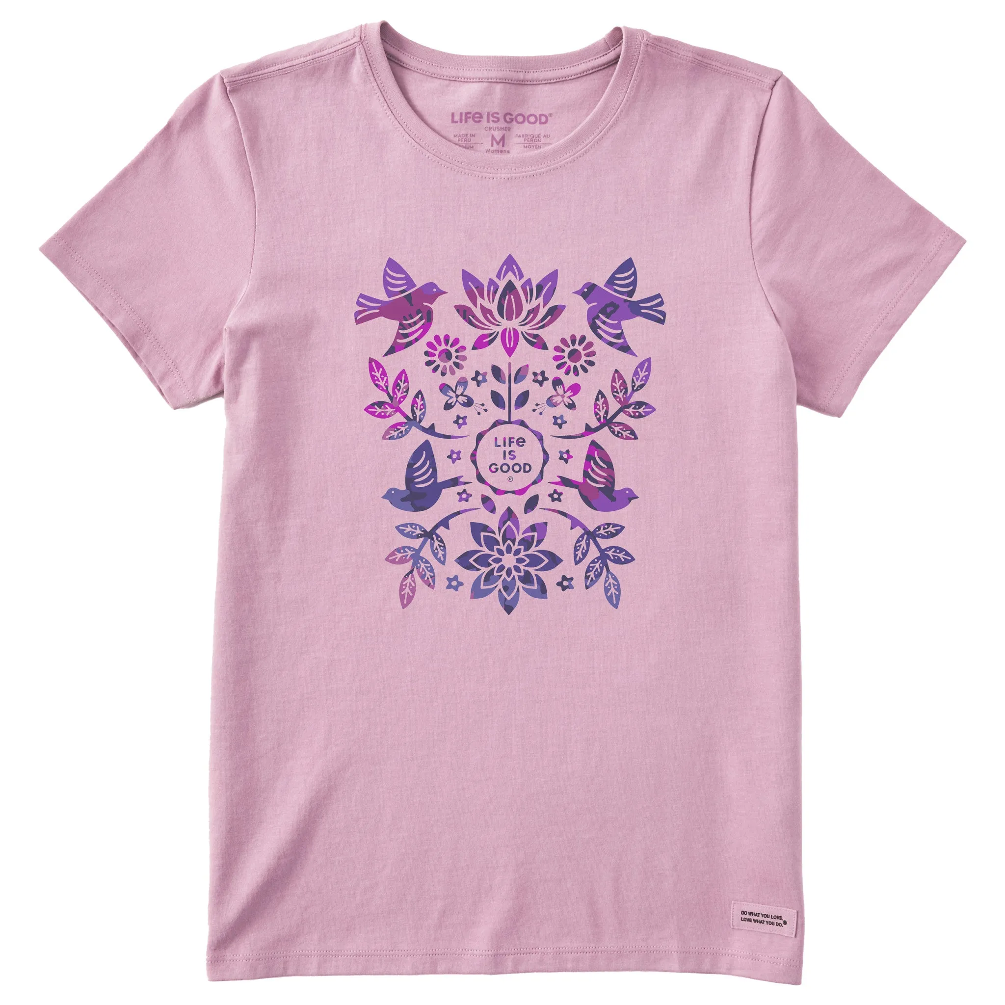 Women's Folk Art Garden Tie Dye Short Sleeve Tee Life is Good