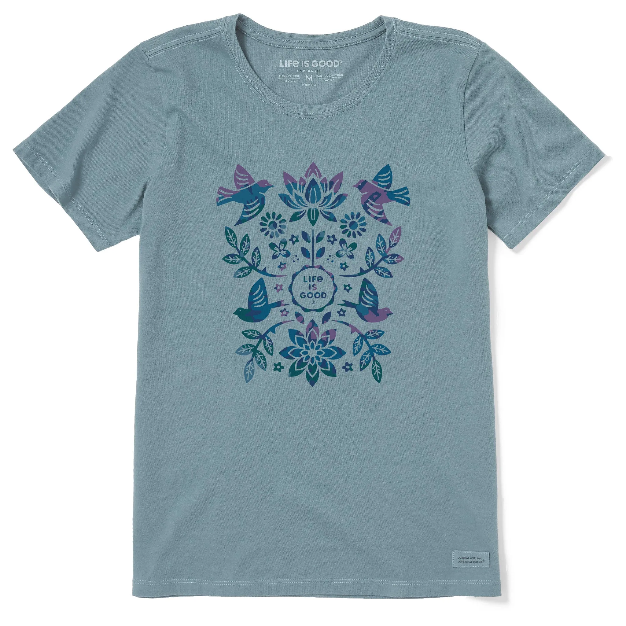 Women's Folk Art Garden Tie Dye Short Sleeve Tee Life is Good