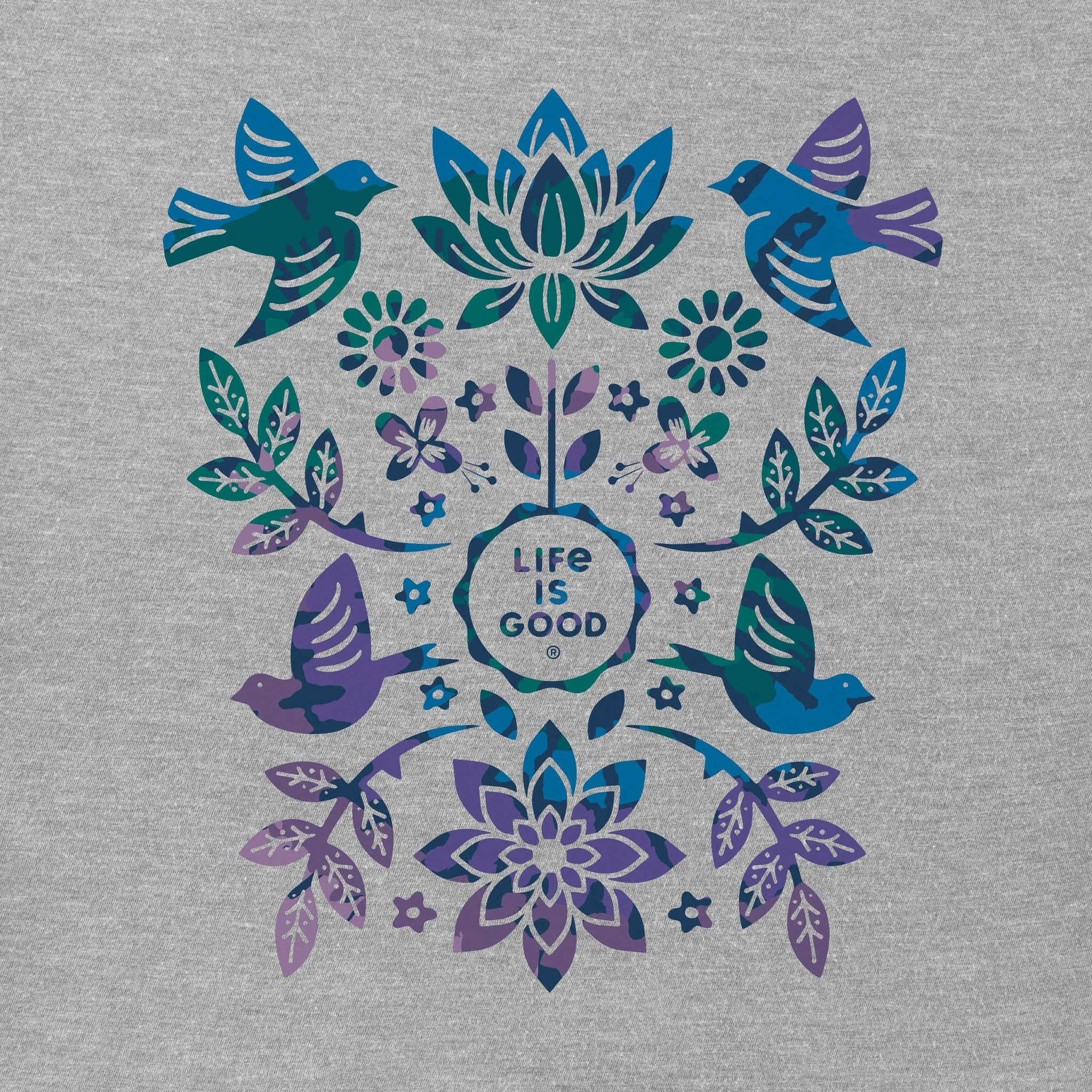 Women's Folk Art Garden Tie Dye Short Sleeve Tee Life is Good