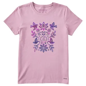 Women's Folk Art Garden Tie Dye Short Sleeve Tee Life is Good