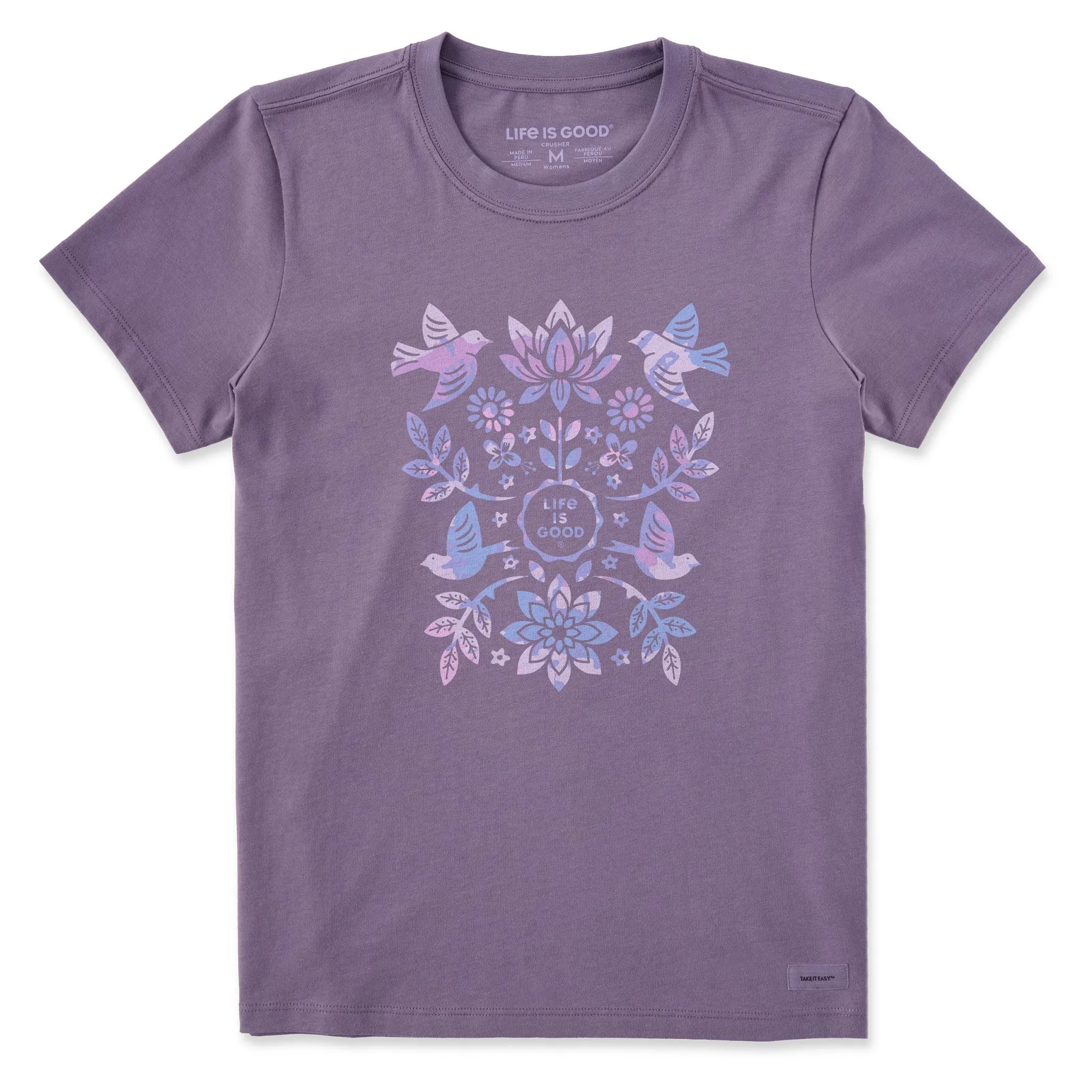 Women's Folk Art Garden Tie Dye Short Sleeve Tee Life is Good