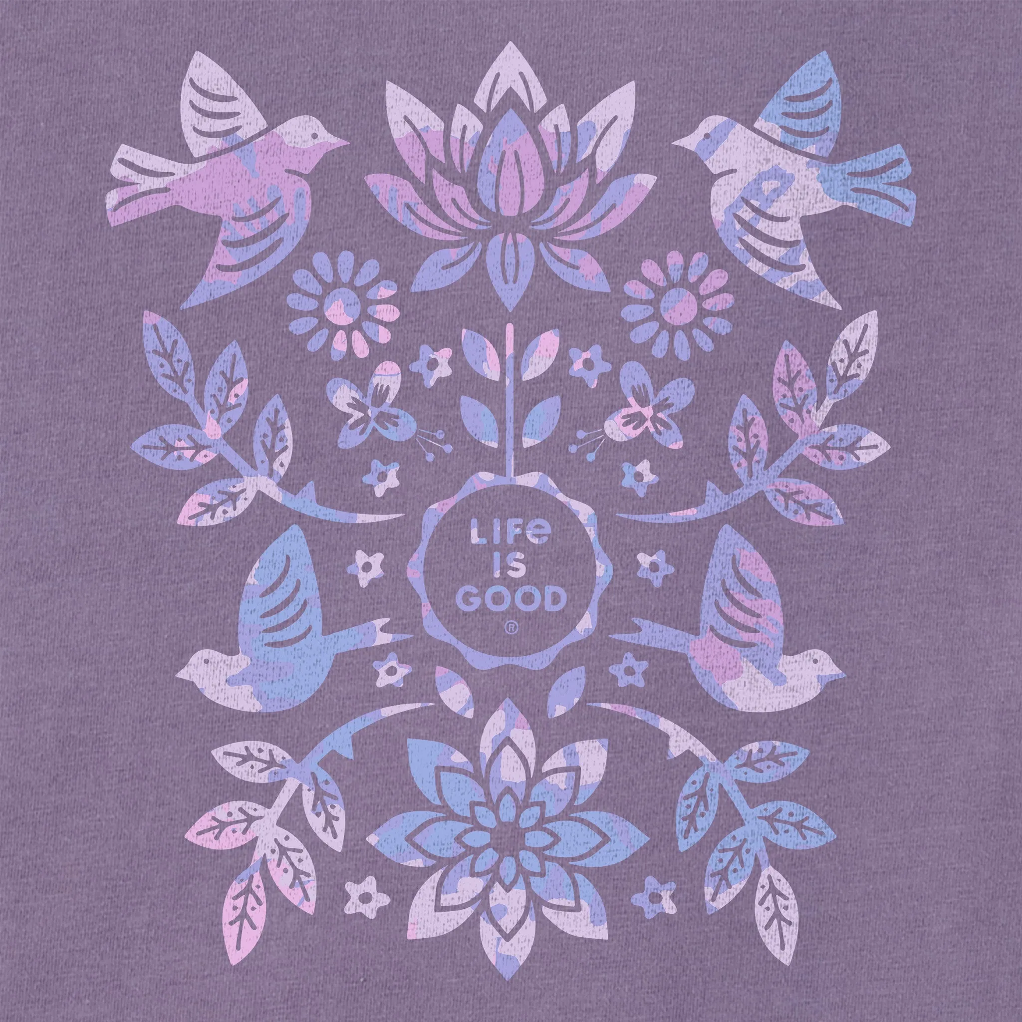 Women's Folk Art Garden Tie Dye Short Sleeve Tee Life is Good