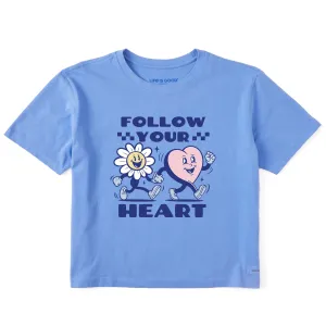 Women's Follow Your Heart Mascots Short Sleeve Crusher Boxy Tee Life is Good