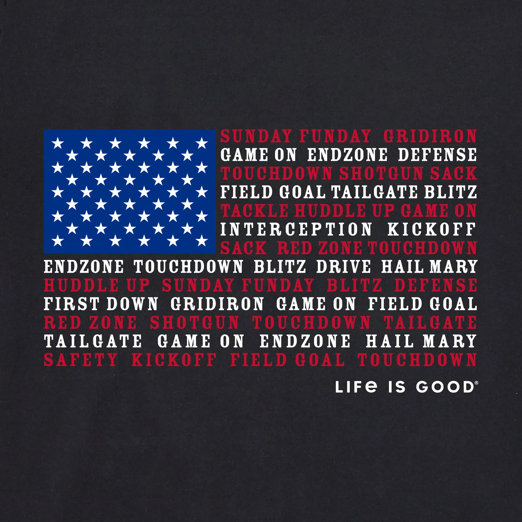 Women's Football Anthem Flag Short Sleeve Tee Life is Good