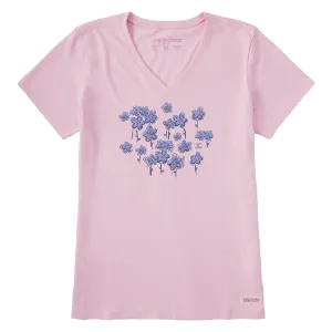 Women's Forget Me Nots Short Sleeve Crusher Vee Life is Good