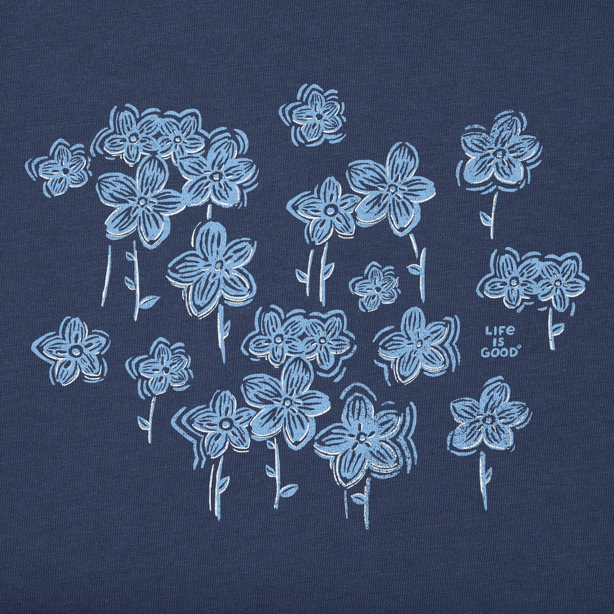 Women's Forget Me Nots Short Sleeve Crusher Vee Life is Good