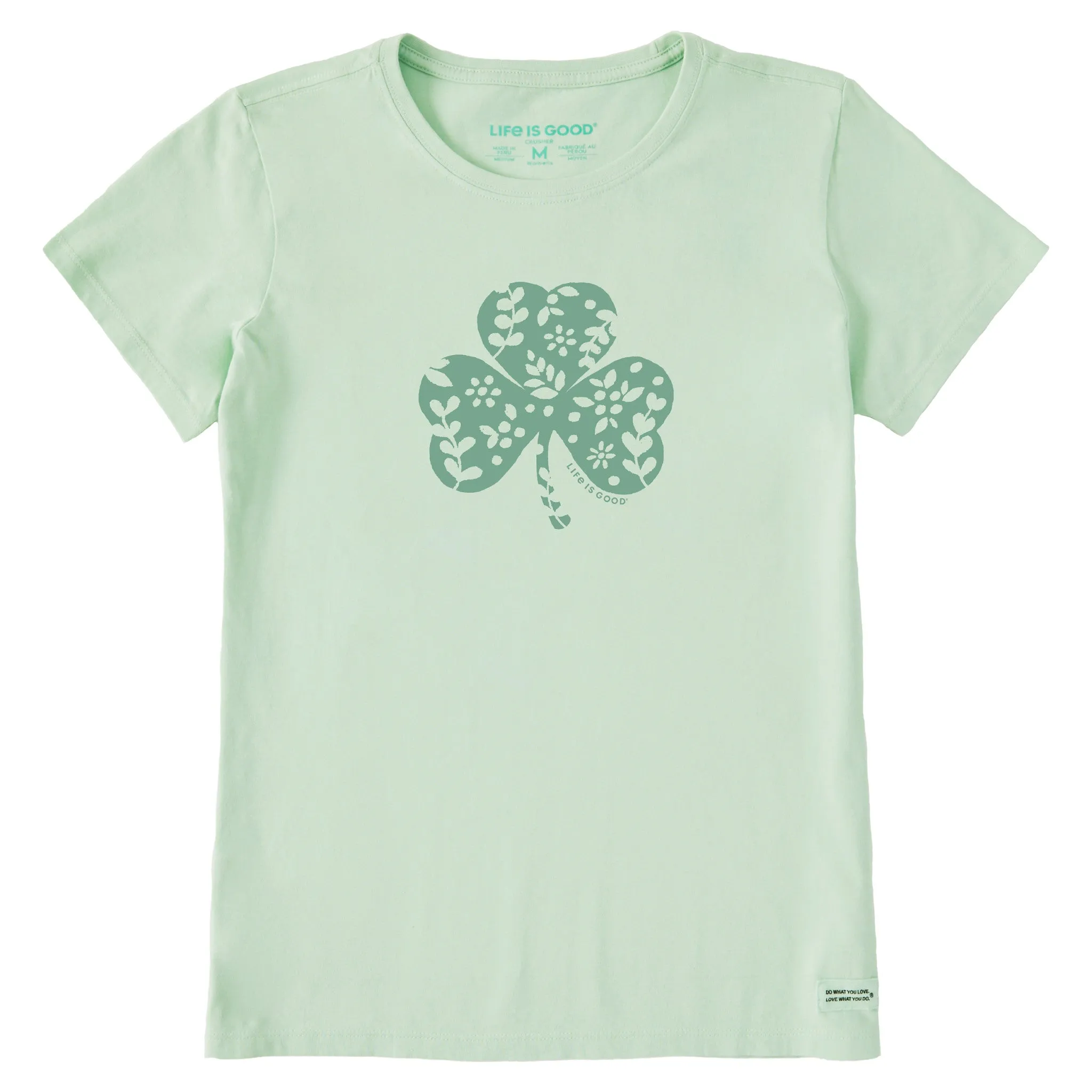 Women's Fossil Clover Short Sleeve Crusher Tee Life is Good
