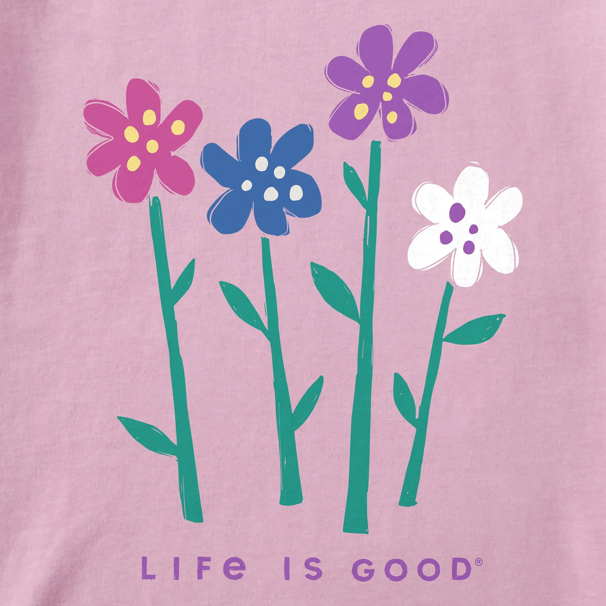 Women's Four Flowers in a Row Short Sleeve Crusher Boxy Tee Life is Good