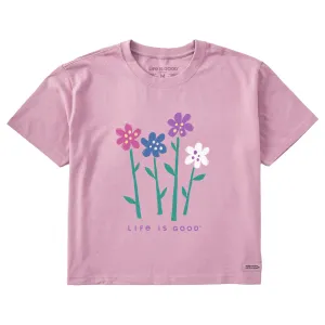 Women's Four Flowers in a Row Short Sleeve Crusher Boxy Tee Life is Good