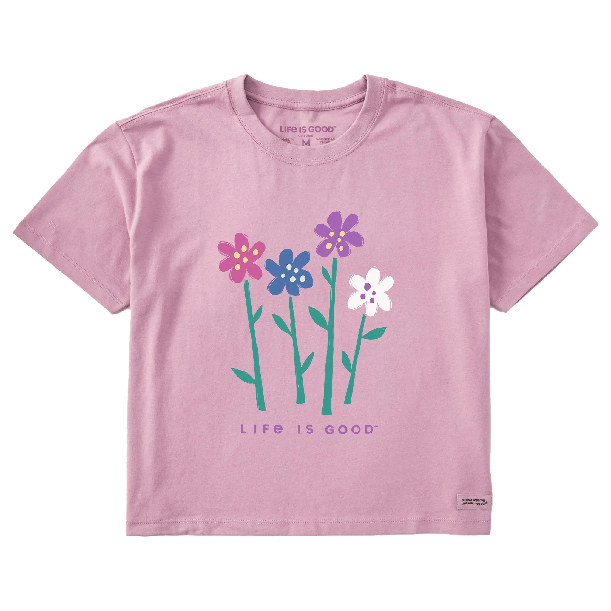 Women's Four Flowers in a Row Short Sleeve Crusher Boxy Tee Life is Good