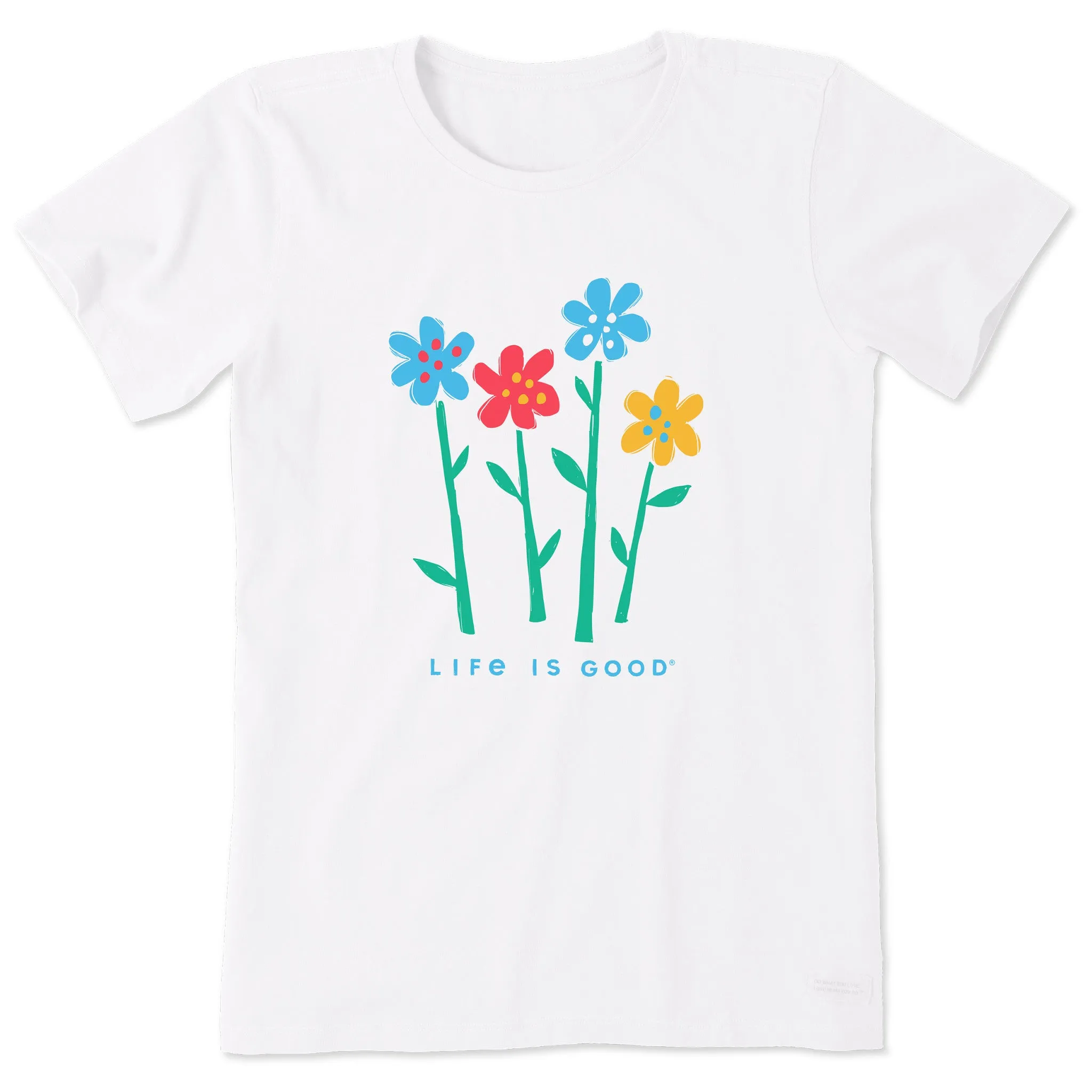 Women's Four Flowers in a Row Short Sleeve Crusher Tee Life is Good