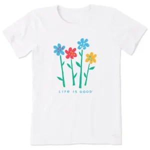 Women's Four Flowers in a Row Short Sleeve Crusher Tee Life is Good