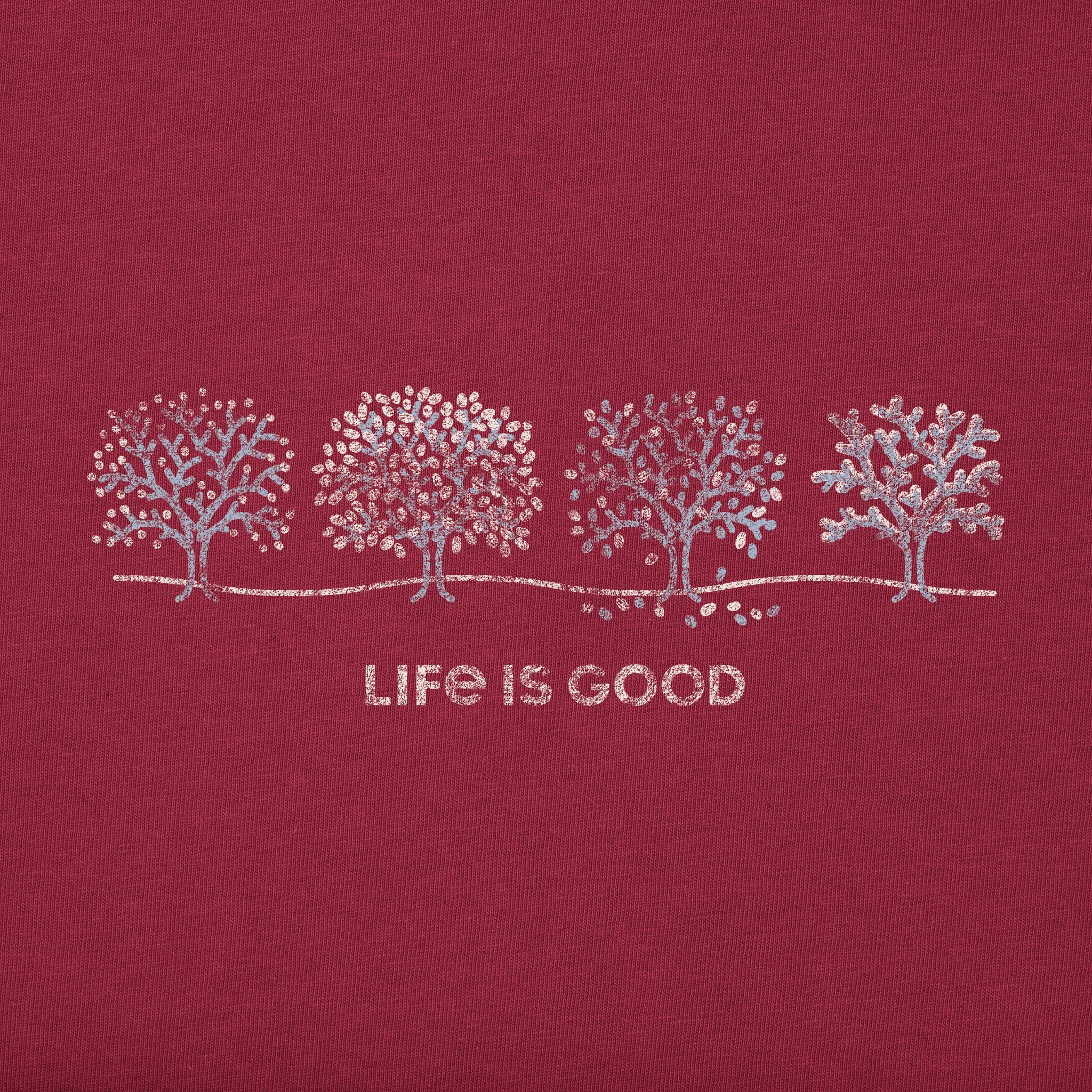 Women's Four Seasons Trees Long Sleeve Crusher Vee Life is Good