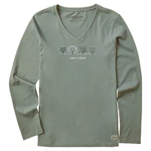 Women's Four Seasons Trees Long Sleeve Crusher Vee Life is Good