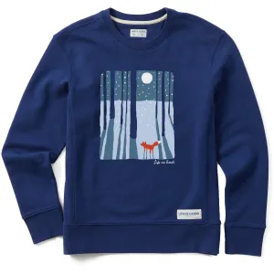 Women's Fox in the Moonlight Simply True Fleece Crew Life is Good