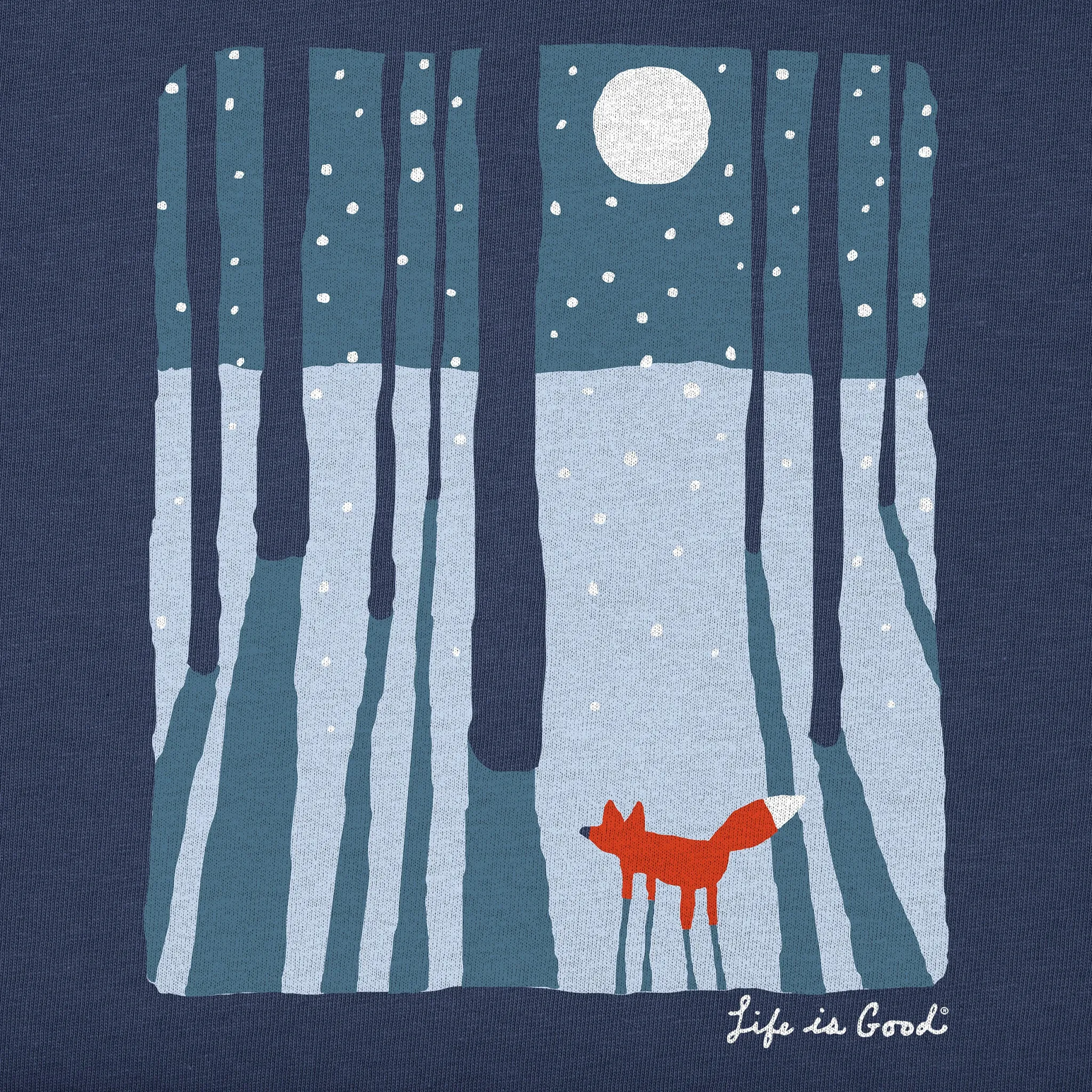 Women's Fox in the Moonlight Simply True Fleece Crew Life is Good