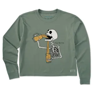 Women's Free Refills Skeleton Long Sleeve Crusher Boxy Tee Life is Good