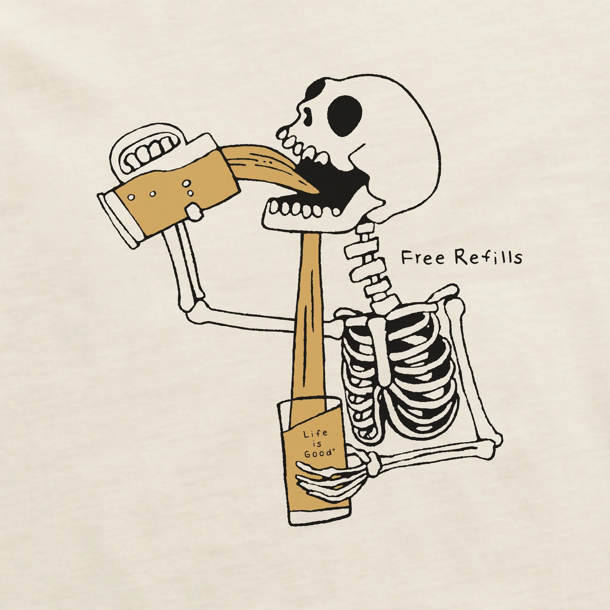 Women's Free Refills Skeleton Long Sleeve Crusher Boxy Tee Life is Good