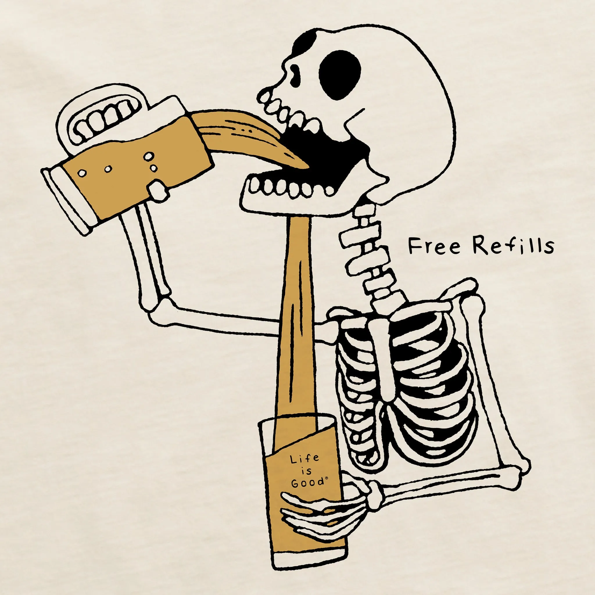 Women's Free Refills Skeleton Short Sleeve Crusher Boxy Tee Life is Good