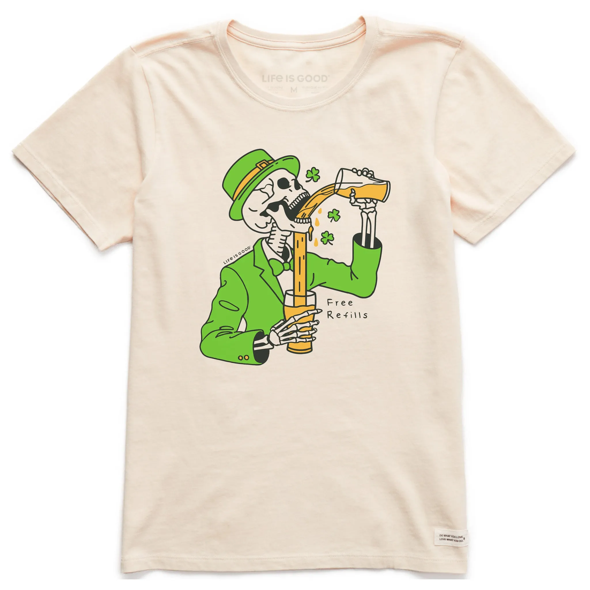 Women's Free Refills St. Patrick's Day Short Sleeve Crusher Tee Life is Good