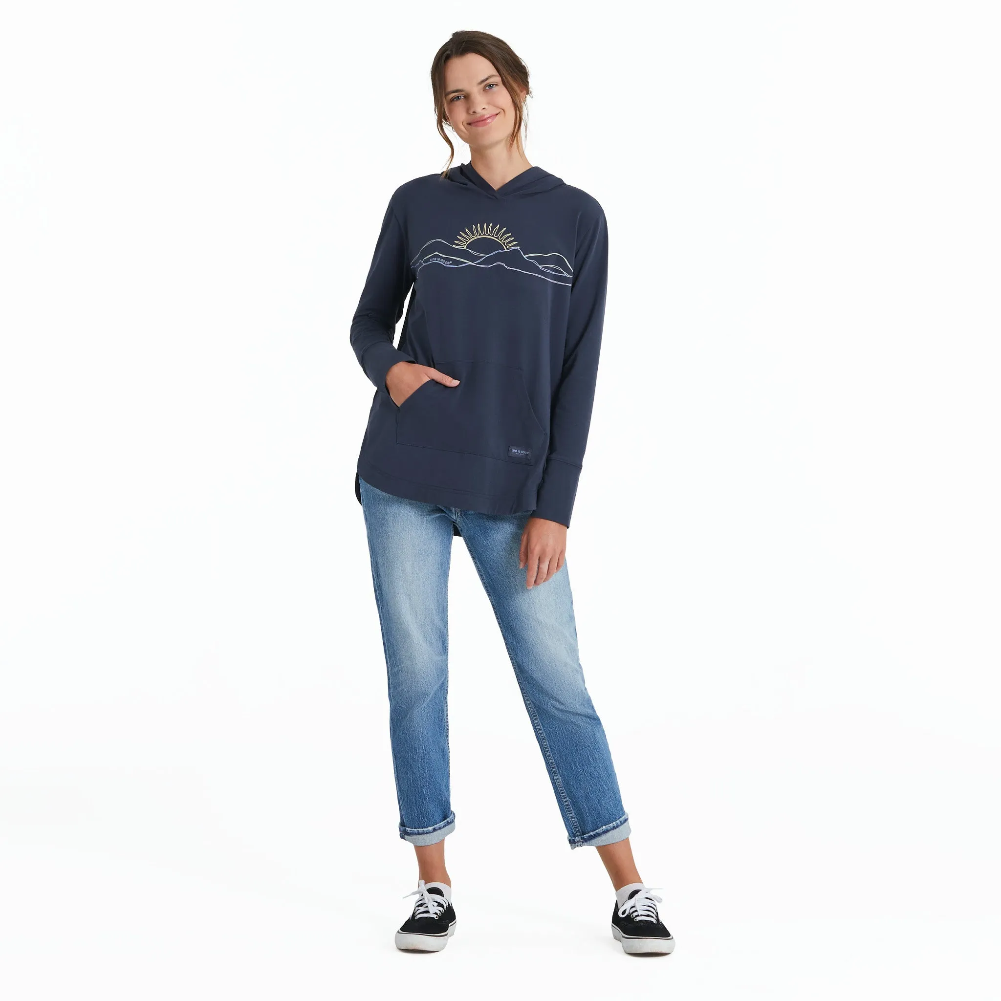 Women's Freehand Mountain Sun Crusher-FLEX Hoodie Tunic Life is Good