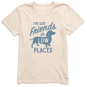 Women's Friends in Low Places Dachshund Short Sleeve Tee Life is Good